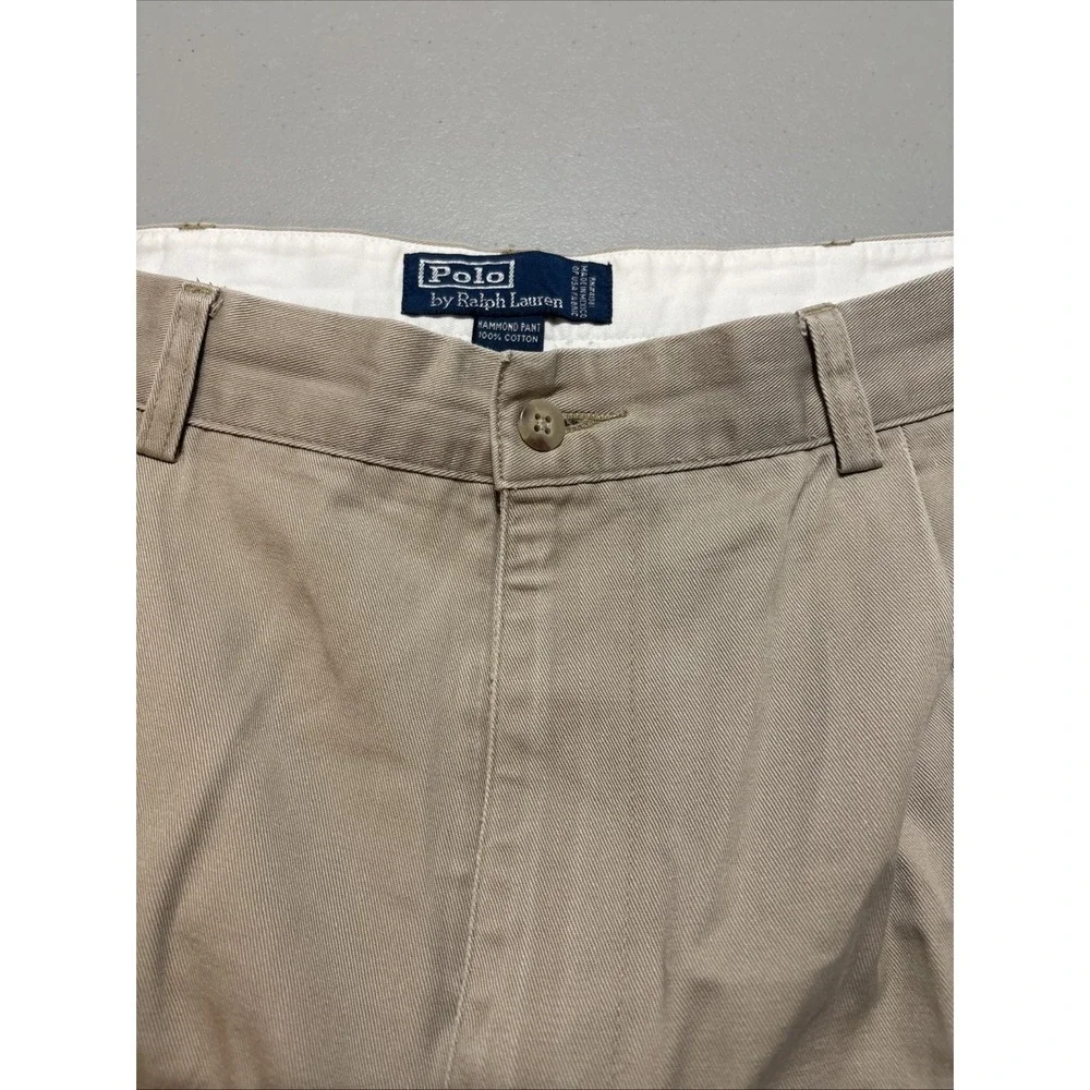 Polo Ralph Lauren Men's Hammond Pant Pleated Size 36X26 Khaki Cotton Y2K Vintage